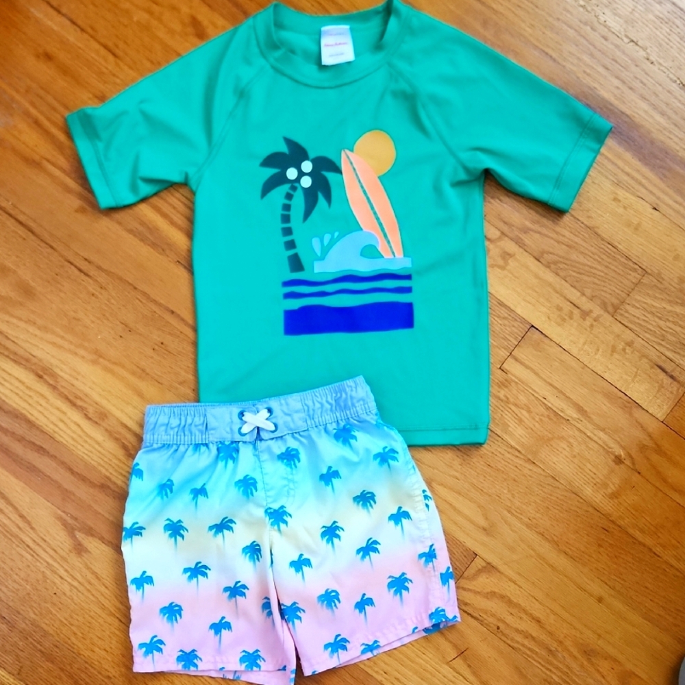 Hanna Andersson Green Tropical Rashguard Size 5